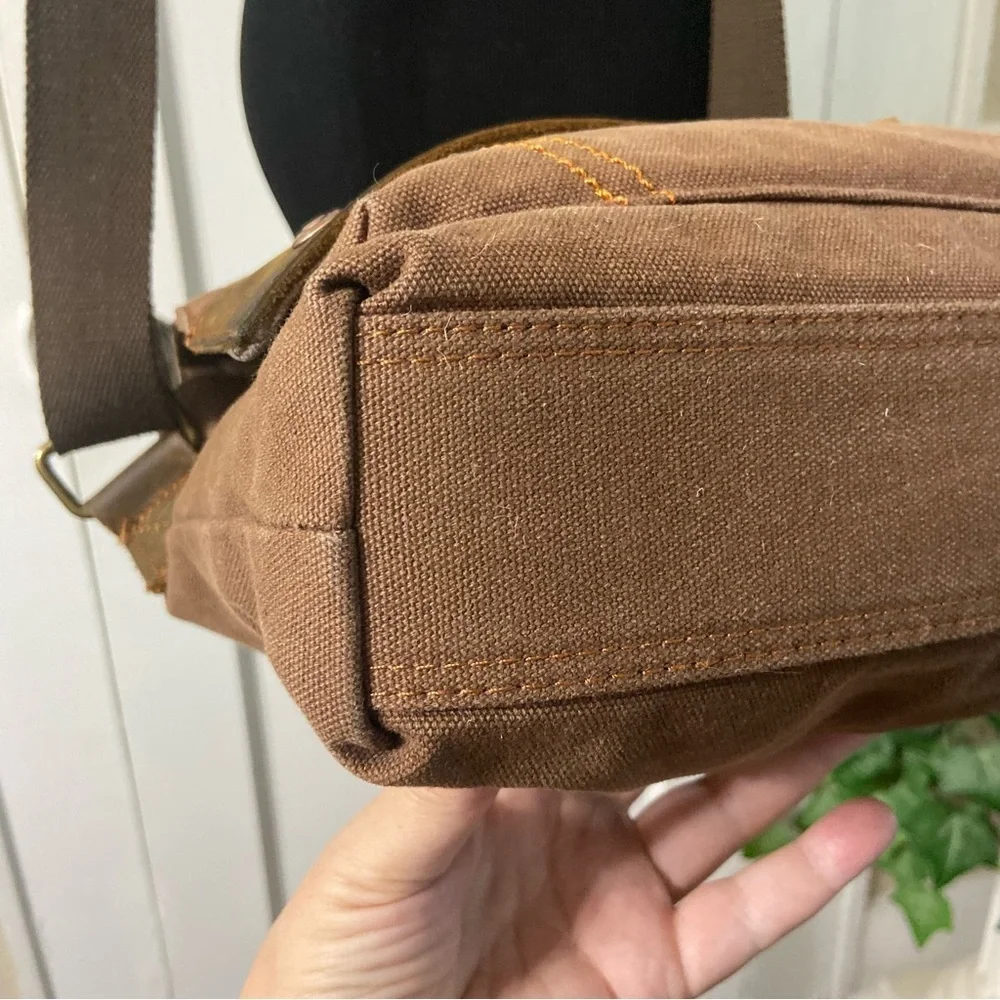 Augur Unisex Canvas & Leather Vintage Army Style Messenger Crossbody Bag